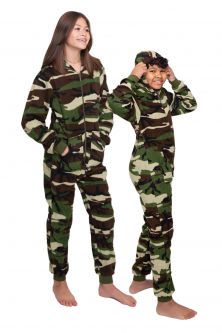 Hoodie Fleece Camouflage Onesie Jumpsuit for Boys & Girls | One-Piece Footless